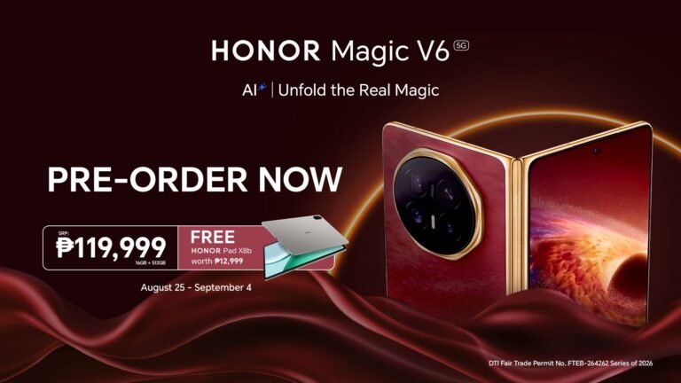 HONOR Magic V6 Now Up for Pre-Order at Php 119,999 with FREE HONOR Pad X8b worth Php 12,999HONOR Magic V6 Now Up for Pre-Order at